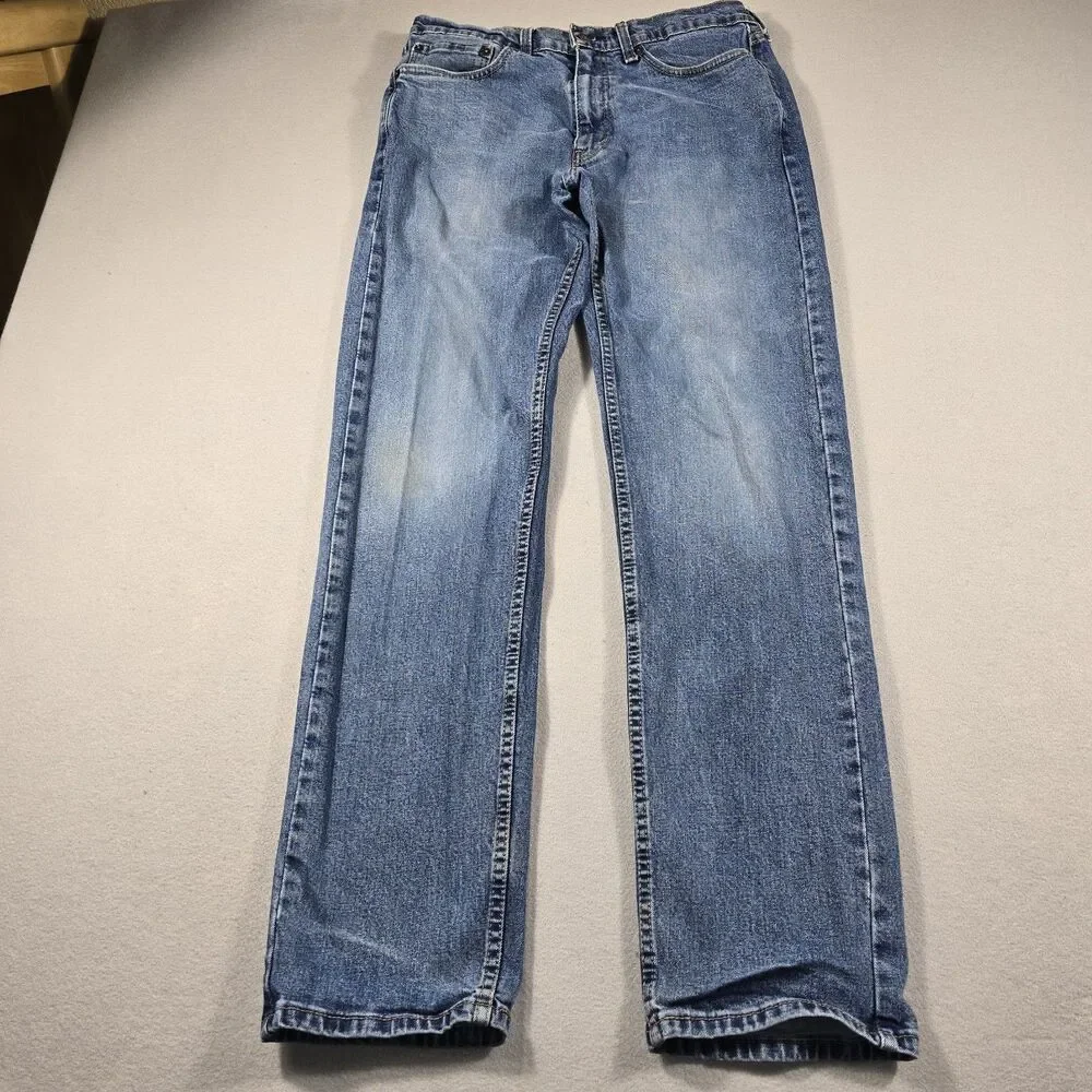 Levi's Mens 34x34 Blue Jeans 505 Regular Fit Straight Leg Medium Wash Denim